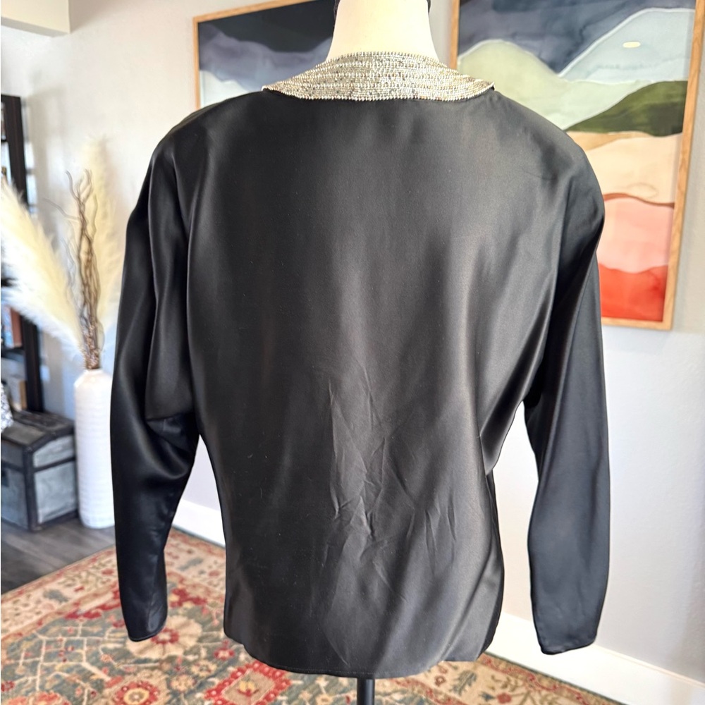 Vintage Silk Black Beaded Blouse - Picture 4 of 9